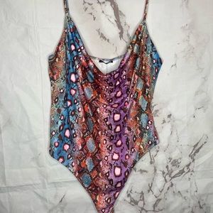 Multi color snake print bodysuit